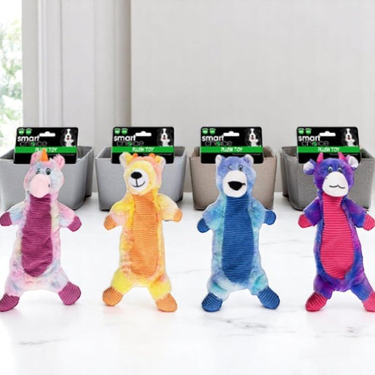 RAINBOW CRINKLE SQUEAKER PLUSH DOG TOY