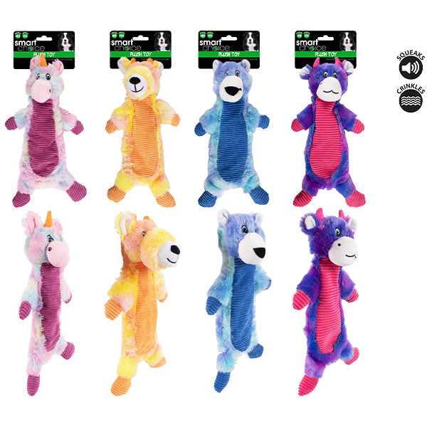 RAINBOW CRINKLE SQUEAKER PLUSH DOG TOY