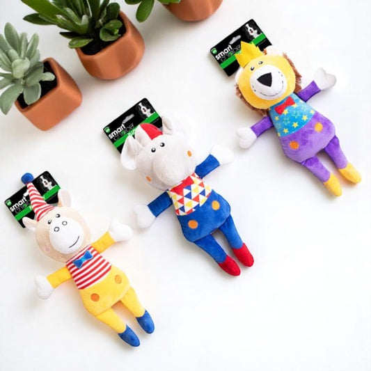 SQUEAKY CARNIVAL PLUSH ANIMAL DOG TOY