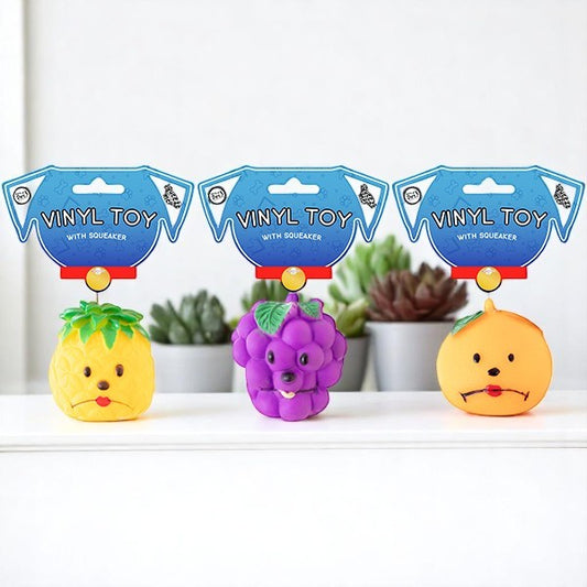 VINYL SQUEAKY FRUIT DOG TOY