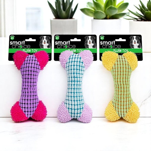 PLUSH BONE SQUEAKER DOG TOY