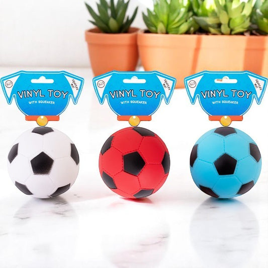 VINYL SQUEAKY FOOTBALL DOG TOY