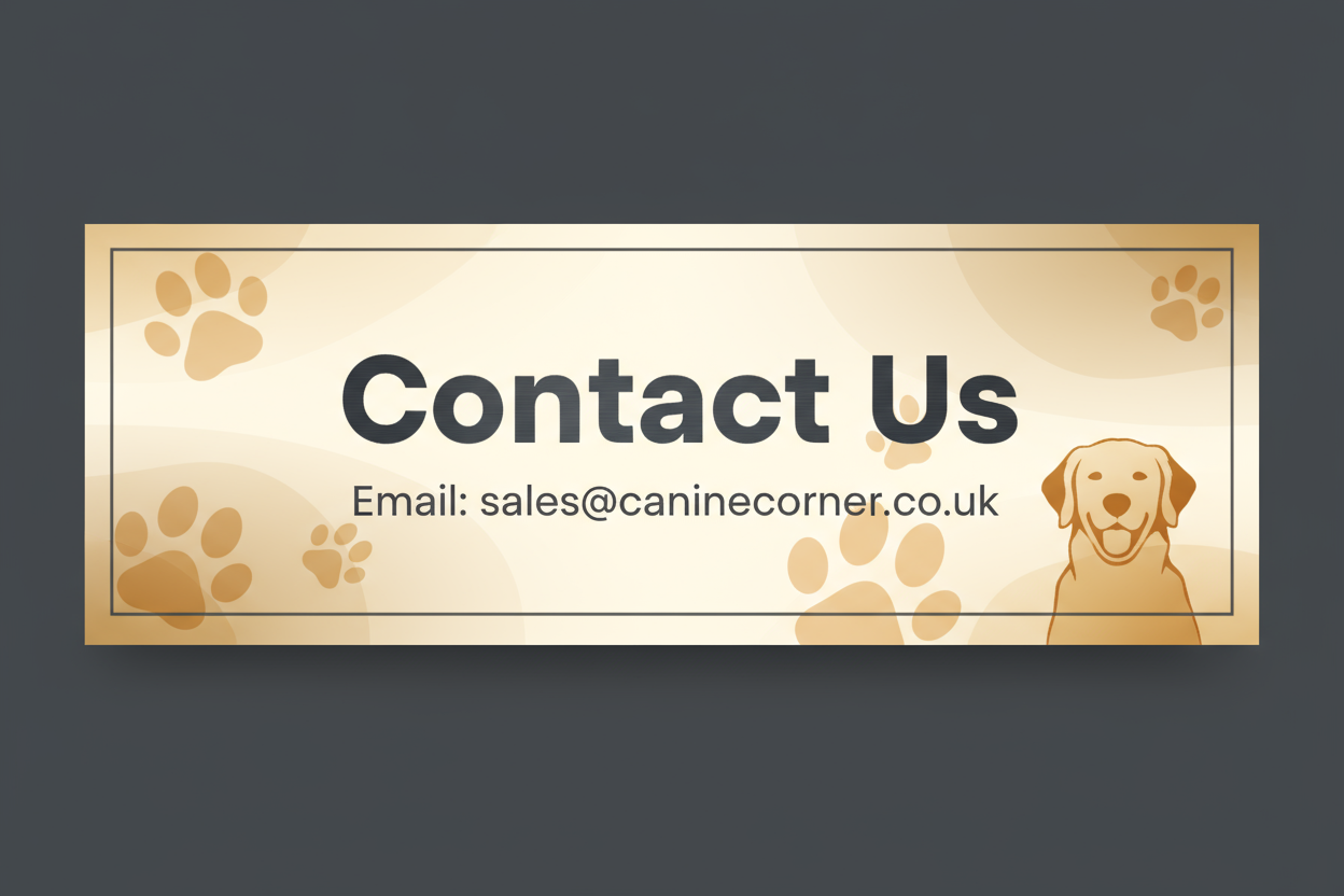 Contact Us Banner: Email: sales@caninecorner.co.uk